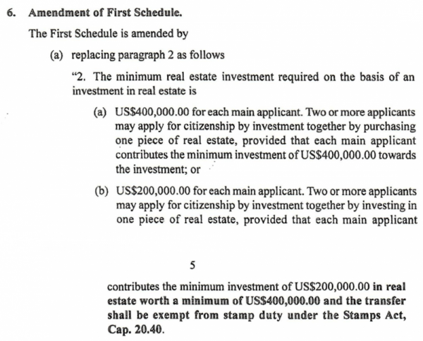 St Kitts CIP Amendment