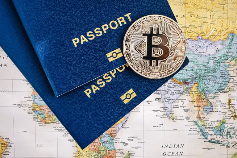 Antigua passport with Bitcoin